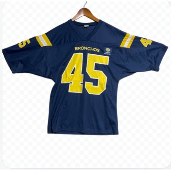 Success Broncos 45 Football Jersey Alumni Navy Blue Yellow Adult - Size XL - Picture 1 of 6